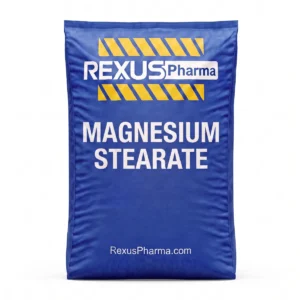 Magnesium Stearate bag supplied and exported by Rexus Pharma Chem LLP, India