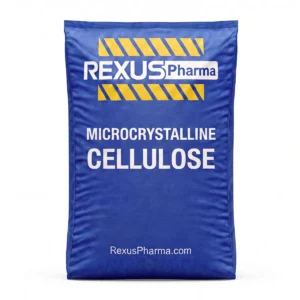 Microcrystalline Cellulose (MCC) Powder bag supplied and exported by Rexus Pharma Chem LLP, India