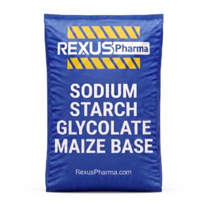 Sodium Starch Glycolate (Maize Base) bag supplied and exported by Rexus Pharma Chem LLP, India
